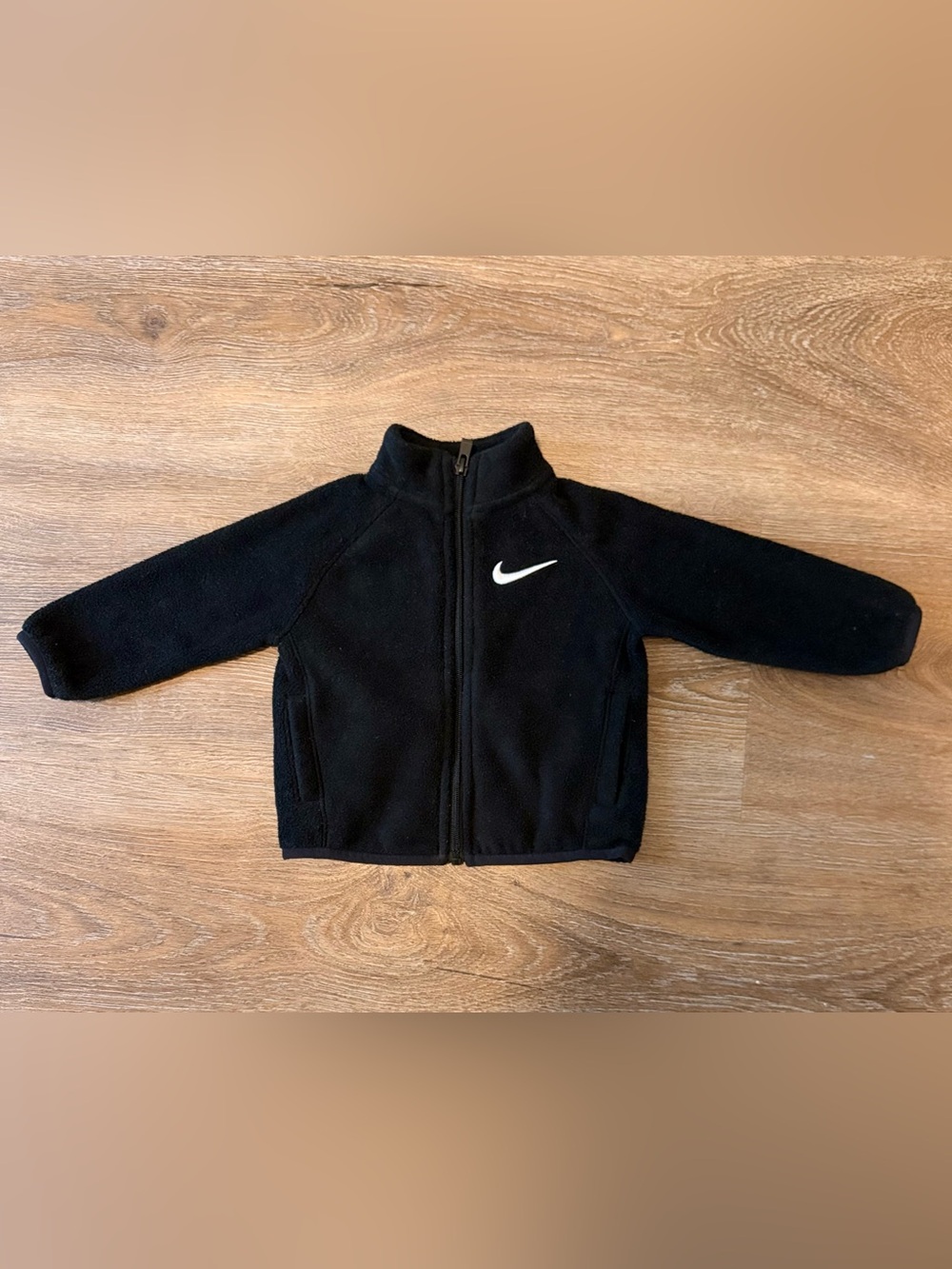 Nike Black Kids Full-Zip Fleece Jacket with White Swoosh